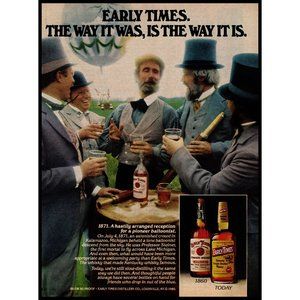 1981 Early Times Kentucky Bourbon Vintage Print Ad Hot Air Balloon Michigan Art